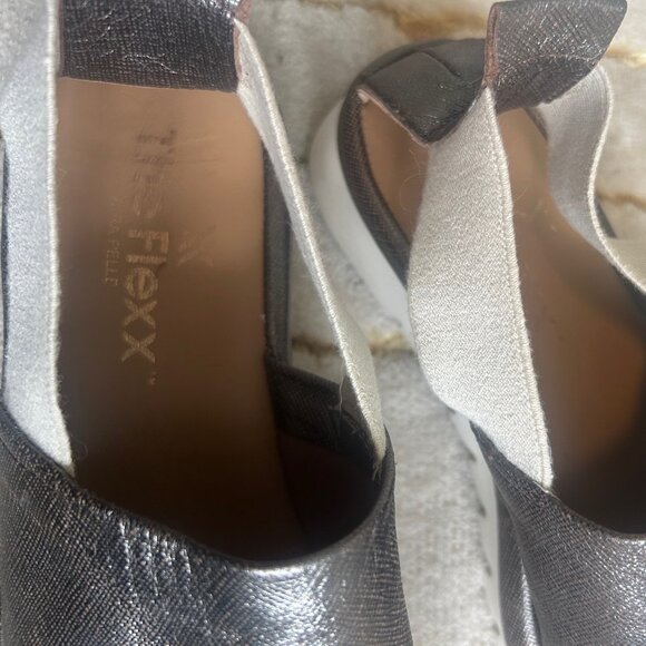 The FLEXX  women's sandals shoes "vera pelle" Leather pewter/silver EU38/US7 - Picture 6 of 6